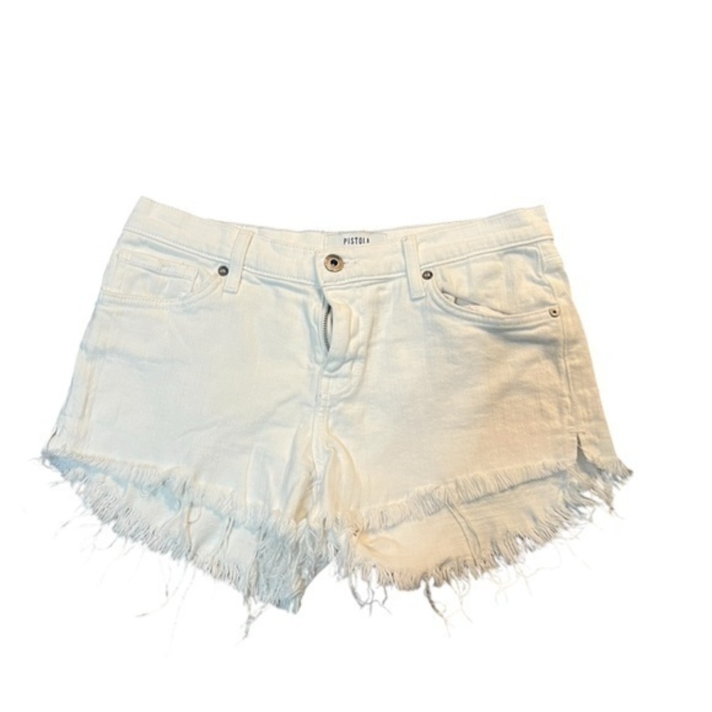 Pistola Distressed White Jean Shorts Size 27